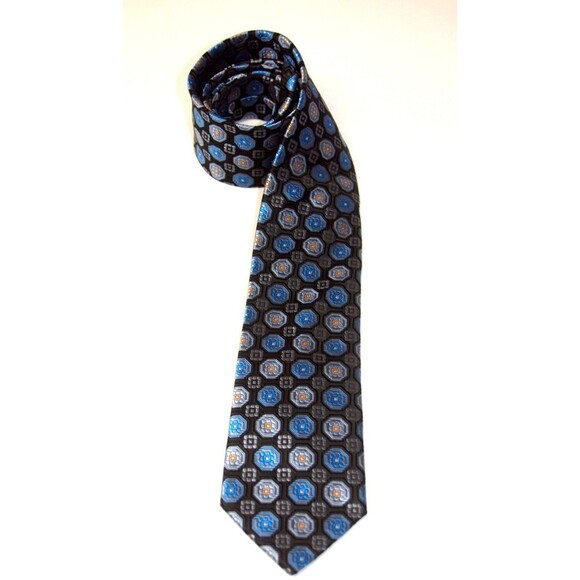 Bill Robinson Blue Black Hand Made 100% Polyester Men’s Neck Tie 3 1/8" x 60" - Picture 3 of 5